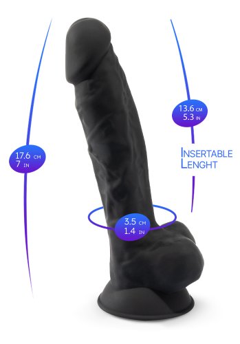 Dual Density Svart Dildo med pung 18 cm