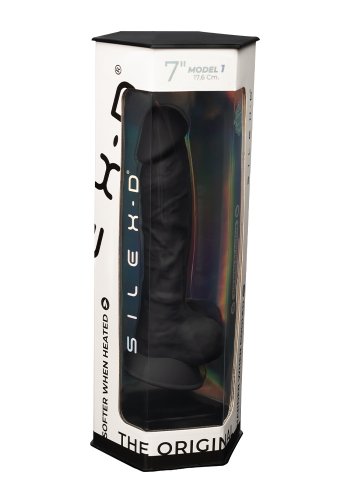 Dual Density Svart Dildo med pung 18 cm