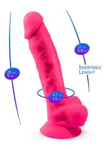 Dual Density Rosa Dildo med pung 23 cm