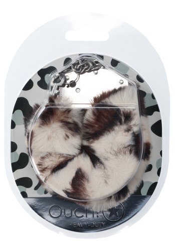 Ouch! Heavy-duty Fluffy Handcuffs - Snow Leopard