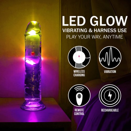 Realrock LED Vibrating Straight Cock 18 cm