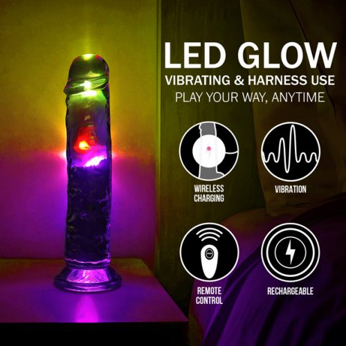 Realrock LED Vibrating Straight Cock 20 cm