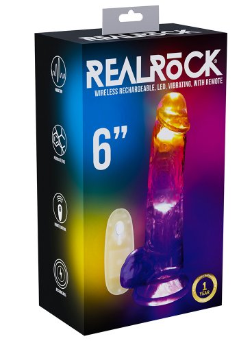 Realrock LED Vibrating Straight Cock with Balls 15 cm