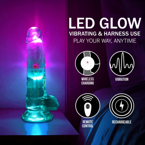 Realrock LED Vibrating Straight Cock with Balls 15 cm