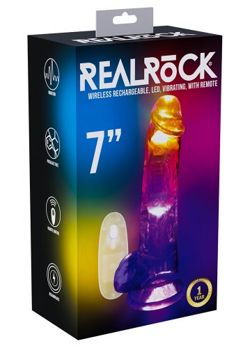 Realrock LED Vibrating Straight Cock with Balls 18 cm