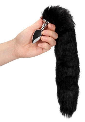 Ouch! Fox Tail with Metal Buttplug, Black
