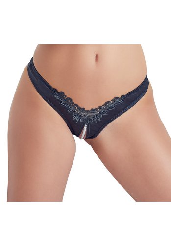 G-string with Pearls, Black (Storlek: Large)