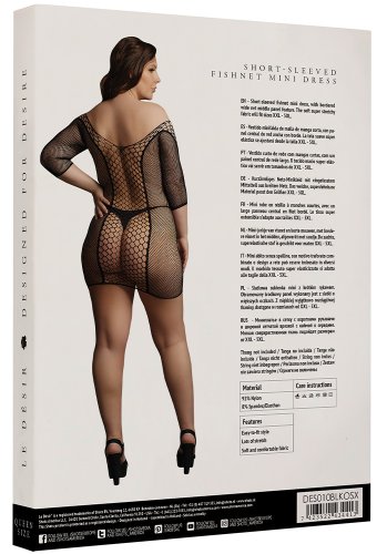 Short-sleeved fishnet mini dress - Queen Size