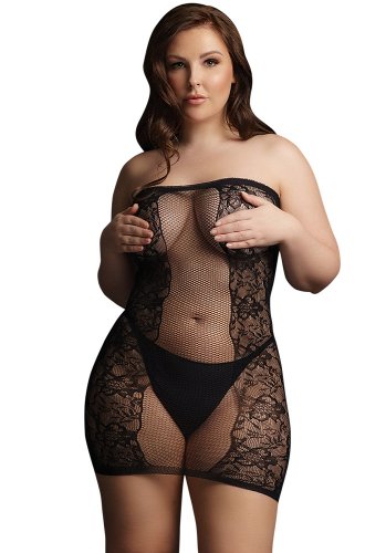 Strapless fishnet and lace mini dress - Queen Size | Kläder | Intimast
