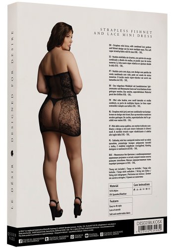 Strapless fishnet and lace mini dress - Queen Size