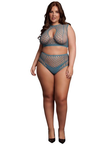 Two Piece Set Fishnet And Fence Net, blue - Queen Size