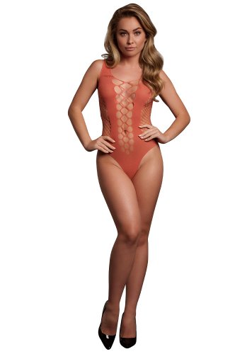 V-Neck Teddy with Opaque panels, red