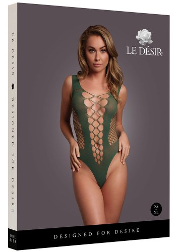 V-Neck Teddy with Opaque panels, green