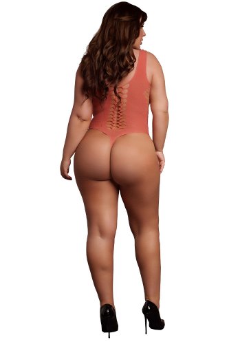 V-Neck Teddy with Opaque panels, red - Queen Size
