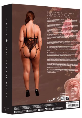 Lace Underwired Open Cup Bodysuit with Adjustable Sliders - Queen Size