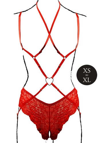 Stupid Cupid Heart Harness Red