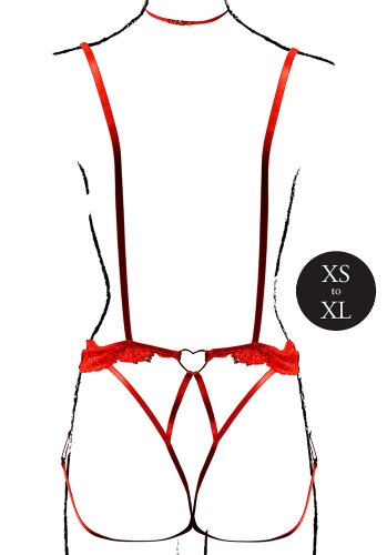 Stupid Cupid Heart Harness Red