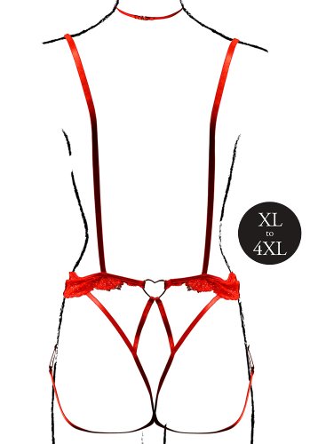 Stupid Cupid Heart Harness Red Queen Size