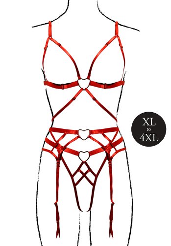 Stupid Cupid Heart Open Set Red Queen Size