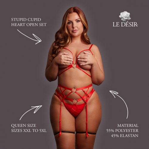 Stupid Cupid Heart Open Set Red Queen Size